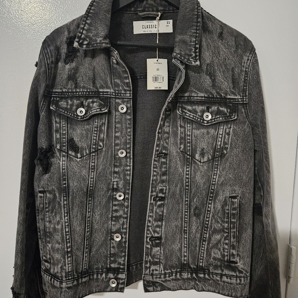 Topman distressed denim jacket black - Picture 5 of 9